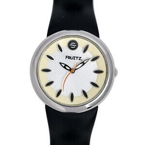 Philip Stein Fruitz Unisex Wrist Watch Cream Dial Black Rubber Strap 36mm